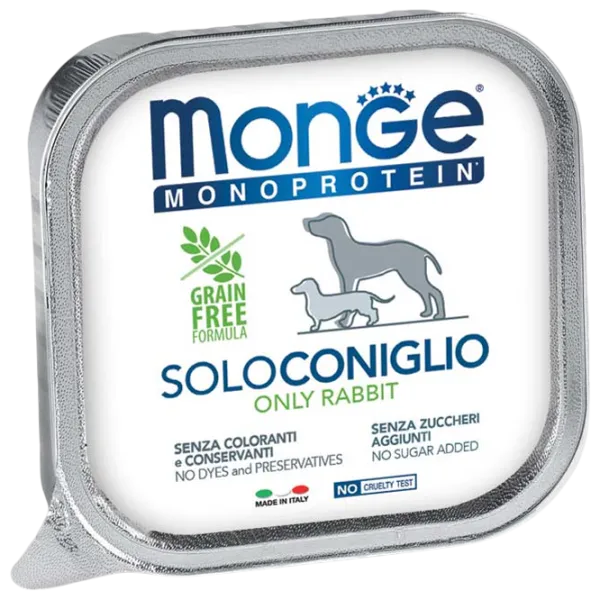Hrană pentru câini umedă Monge Solo Pate M01420 0.15 kg / Iepure photo 1 Hrană pentru câini umedă Monge Solo Pate M01420 0.15 kg / Iepure photo 1