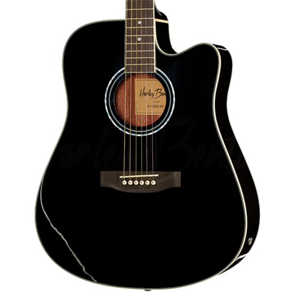 Chitară electro-acustică Harley Benton D-120CE TB BK 4/4, Dreadnought, Black photo 2