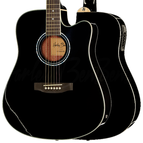Chitară electro-acustică Harley Benton D-120CE TB BK 4/4, Dreadnought, Black photo 8