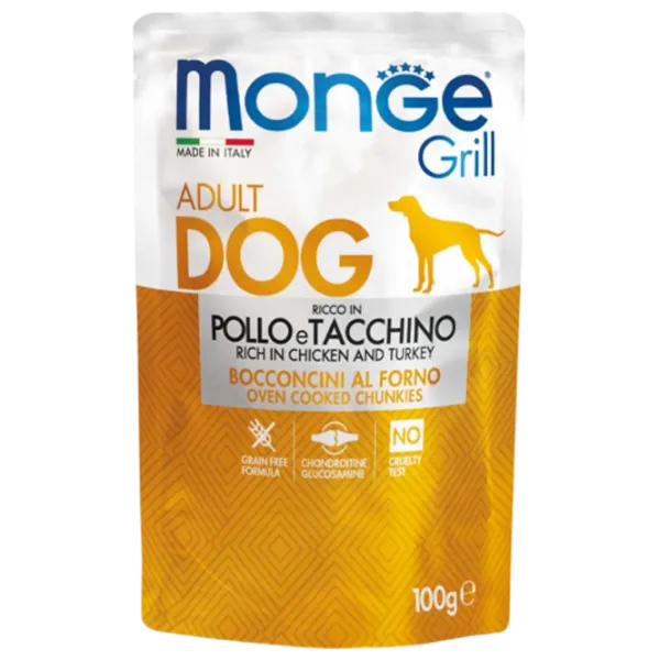 Hrană pentru câini umedă Monge Grill Pouch M01311 0.1 kg / Curcan photo 1 Hrană pentru câini umedă Monge Grill Pouch M01311 0.1 kg / Curcan photo 1