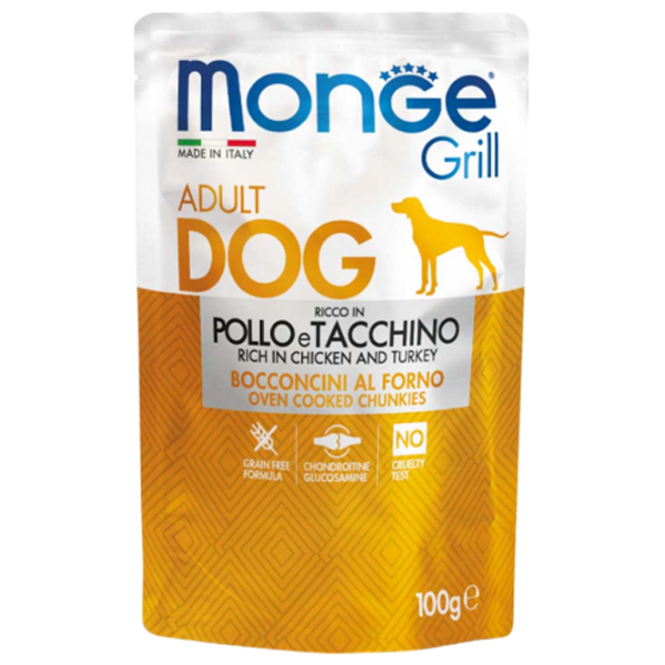 Hrană pentru câini umedă Monge Grill Pouch M01311 0.1 kg / Curcan photo 1 Hrană pentru câini umedă Monge Grill Pouch M01311 0.1 kg / Curcan photo 1