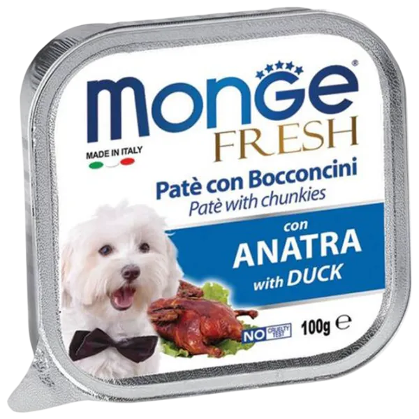 Hrană pentru câini umedă Monge Fresh Pate M01304 0.1 kg / Rață photo 1 Hrană pentru câini umedă Monge Fresh Pate M01304 0.1 kg / Rață photo 1
