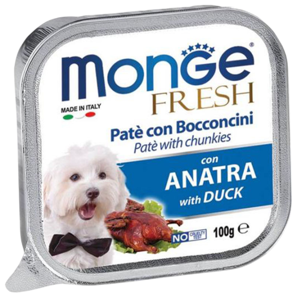 Hrană pentru câini umedă Monge Fresh Pate M01304 0.1 kg / Rață photo 1 Hrană pentru câini umedă Monge Fresh Pate M01304 0.1 kg / Rață photo 1