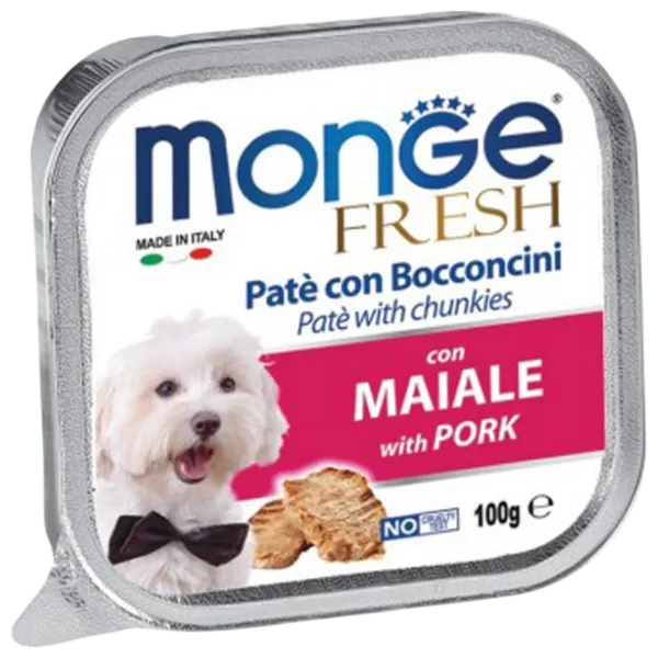 Корм для собак влажный Monge Fresh Pate M01309 0.1 кг / Свинина photo 1 Корм для собак влажный Monge Fresh Pate M01309 0.1 кг / Свинина photo 1