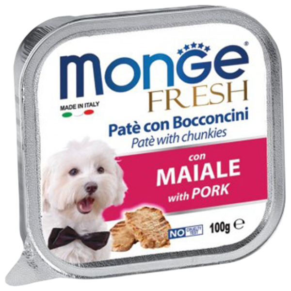 Корм для собак влажный Monge Fresh Pate M01309 0.1 кг / Свинина photo 1 Корм для собак влажный Monge Fresh Pate M01309 0.1 кг / Свинина photo 1