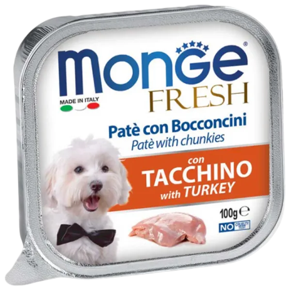 Hrană pentru câini umedă Monge Fresh Pate M01302 0.1 kg / Curcan photo 1 Hrană pentru câini umedă Monge Fresh Pate M01302 0.1 kg / Curcan photo 1