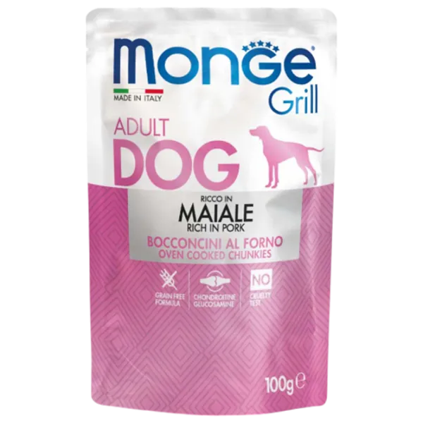 Hrană pentru câini umedă Monge Grill Pouch M01314 0.1 kg / Porc photo 1 Hrană pentru câini umedă Monge Grill Pouch M01314 0.1 kg / Porc photo 1