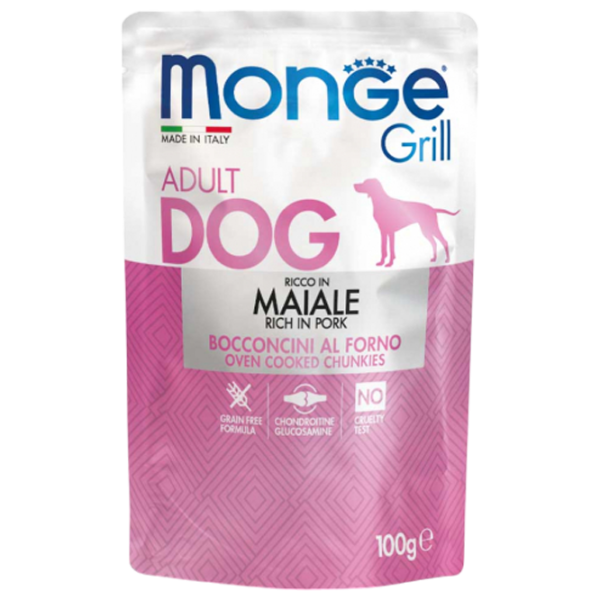 Hrană pentru câini umedă Monge Grill Pouch M01314 0.1 kg / Porc photo 1 Hrană pentru câini umedă Monge Grill Pouch M01314 0.1 kg / Porc photo 1