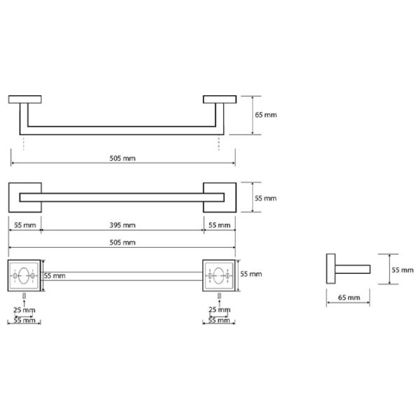 Suport prosop Bemeta Beta L-450 Alamă photo 2