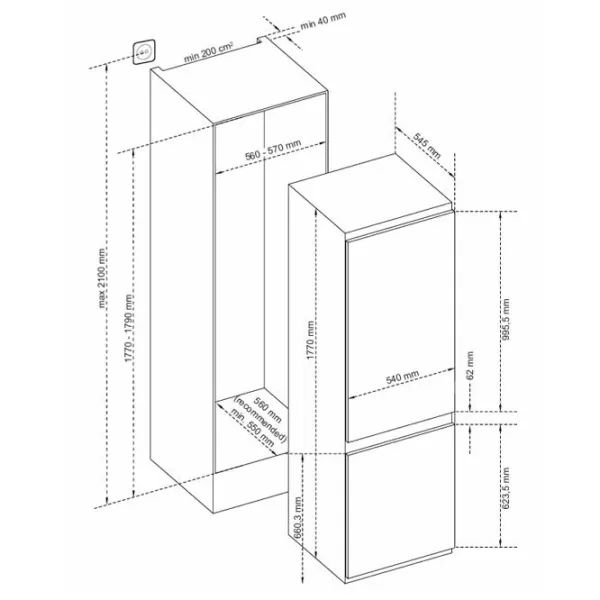 Frigider Daewoo CKN2761EIPA0-EU cu congelator jos 242.5 l / 173 cm / White photo 3