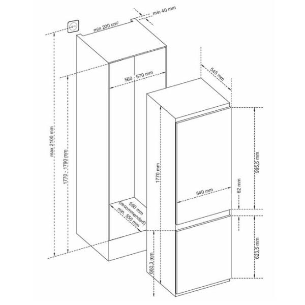 Frigider Daewoo CKN2761EIPA0-EU cu congelator jos 242.5 l / 173 cm / White photo 3