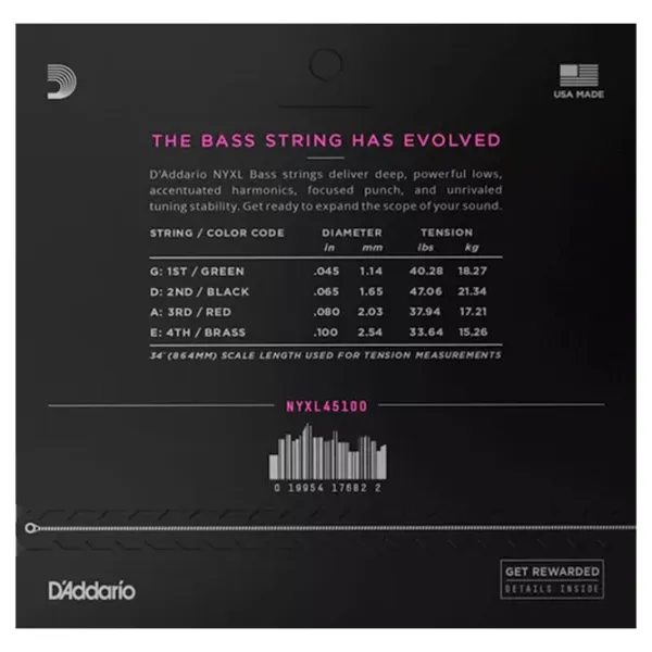 Coardă D'Addario NYXL45100  Silver / Nichel photo 2