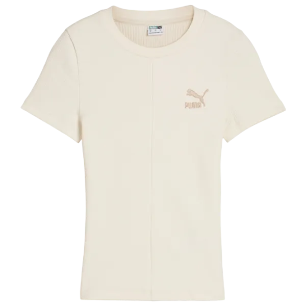 Tricou pentru femei Puma Classics Ribbed Slim Tee 100% bumbac / White photo 1