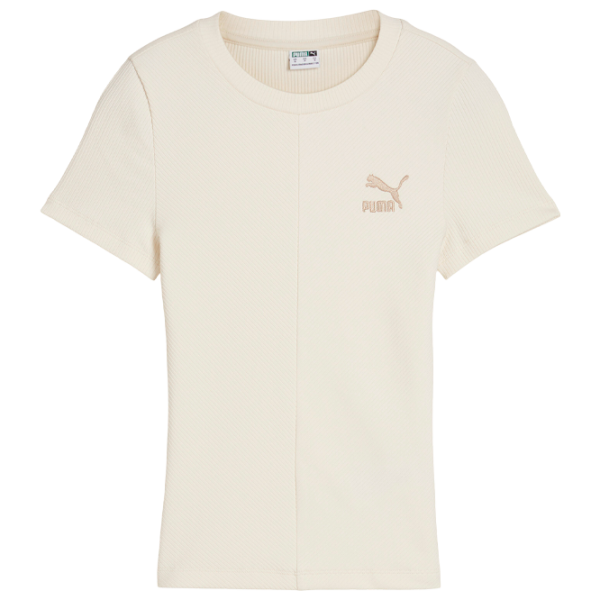Футболка для женщин Puma Classics Ribbed Slim Tee 100% хлопок / Белый photo 1