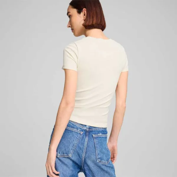 Футболка для женщин Puma Classics Ribbed Slim Tee 100% хлопок / Белый photo 5