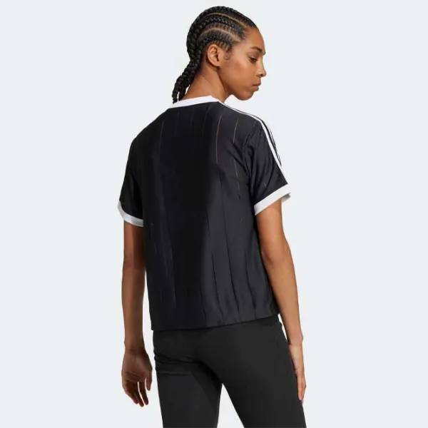 Tricou pentru femei Adidas Adicolor 3-Stripes Pinstripe Tee  / Black photo 2 Tricou pentru femei Adidas Adicolor 3-Stripes Pinstripe Tee  / Black photo 2