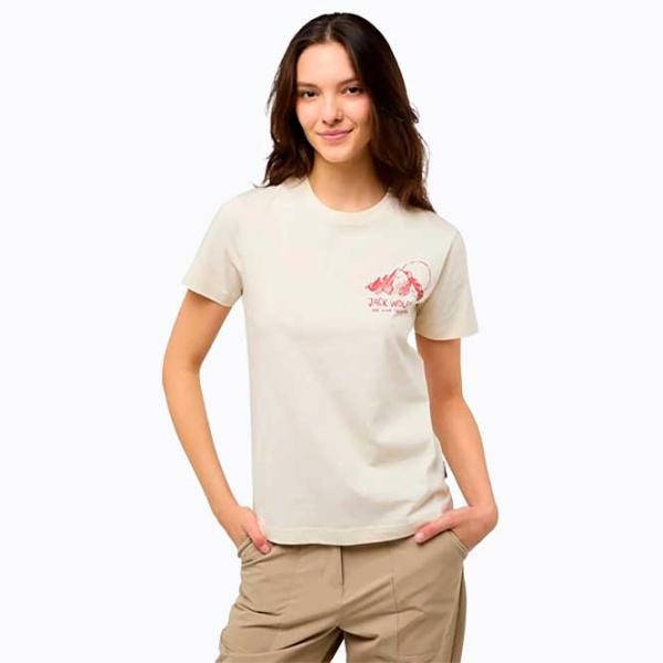 Tricou pentru femei Jack Wolfskin Bergblick T W  / Beige photo 3