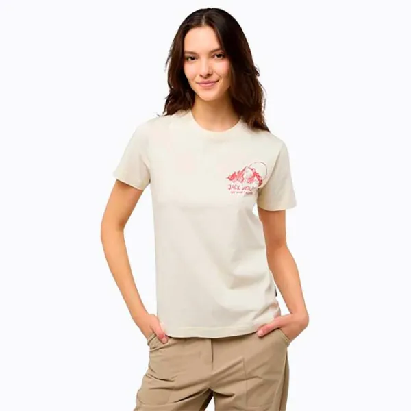 Tricou pentru femei Jack Wolfskin Bergblick T W  / Beige photo 2