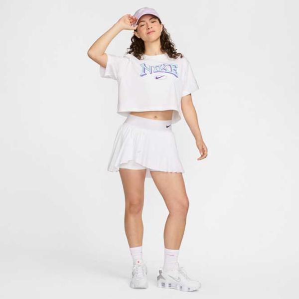 Tricou pentru femei Nike Nsw Short-Sleeve Cropped Varsity  / White photo 3