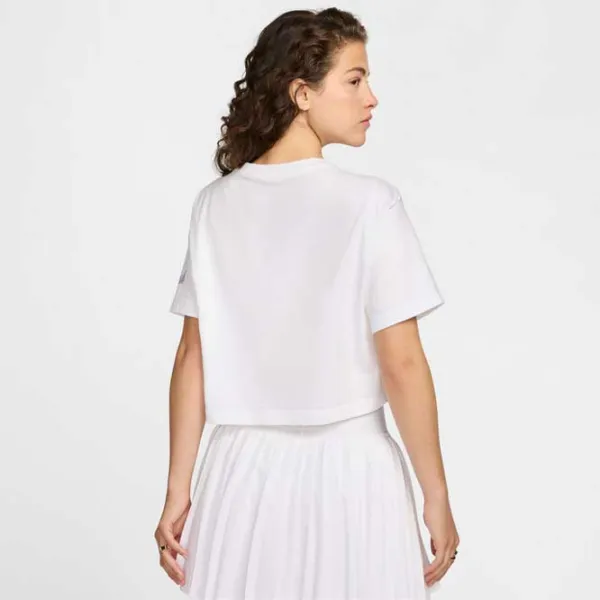 Tricou pentru femei Nike Nsw Short-Sleeve Cropped Varsity  / White photo 2