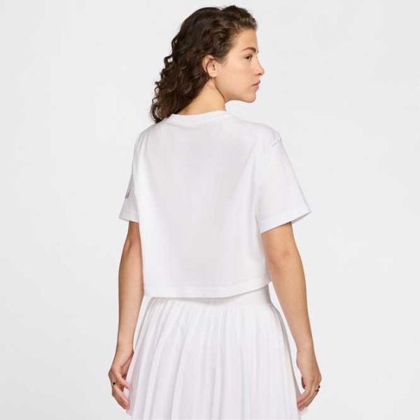 Tricou pentru femei Nike Nsw Short-Sleeve Cropped Varsity  / White photo 2