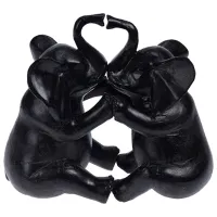 Figurină de gradină H&S Doi elefanți într-un sărut Ceramică / Black