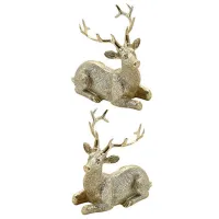 Figurină de gradină Gold Cerb așezat Ceramică / Gold photo 2