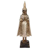 Figurină de gradină H&S Buddha stând într-o mantie Piatră artificială / Gold
