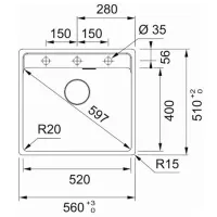 Кухонная мойка Franke MRG 610-52 TL 56 x 51 / Искусственный камень / Бежевый photo 2