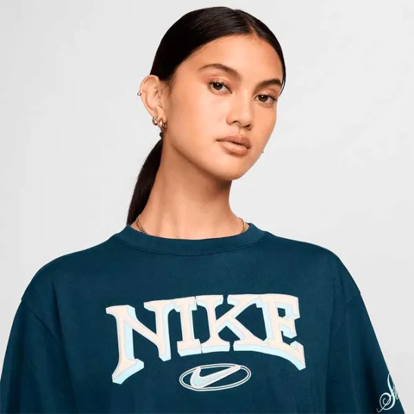 Tricou pentru femei Nike Nsw Short-Sleeve Cropped Varsity  / Navy photo 3