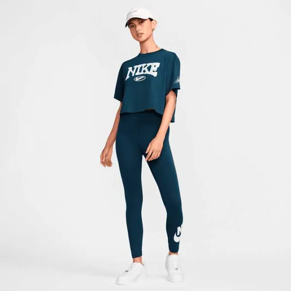 Tricou pentru femei Nike Nsw Short-Sleeve Cropped Varsity  / Navy photo 4
