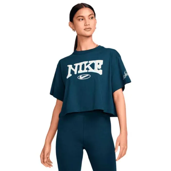 Футболка для женщин Nike Nsw Short-Sleeve Cropped Varsity  / Тёмно-синий photo 1