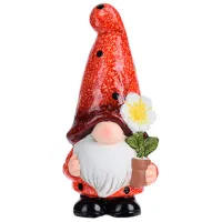 Figurină de gradină ProGarden Pitic cu floare și pălărie mare Policeramică / Multicolor