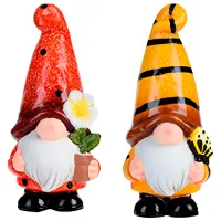 Figurină de gradină ProGarden Pitic cu floare și pălărie mare Policeramică / Multicolor photo 2