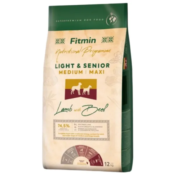 Hrană pentru câini uscată Fitmin Medium Maxi Light  12 kg / Miel, vită photo 1 Hrană pentru câini uscată Fitmin Medium Maxi Light  12 kg / Miel, vită photo 1