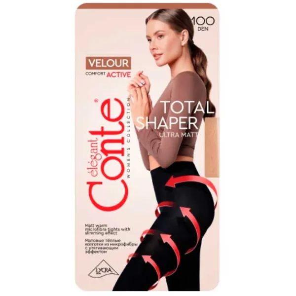 Colanți pentru femei Conte VELOUR ACTIVE 19C-123_100 3 / Black photo 3