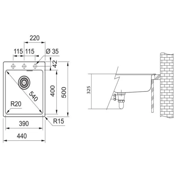 Кухонная мойка Franke MRG 610-39 50 x 40 / Композитный / Черный photo 2