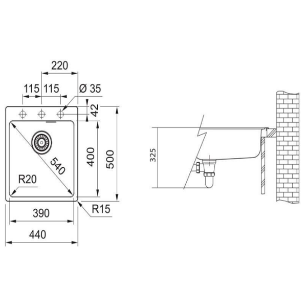 Кухонная мойка Franke MRG 610-39 50 x 40 / Композитный / Черный photo 2