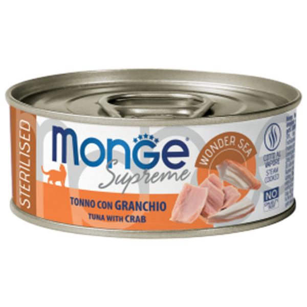Корм для кошек влажный Monge Supreme M00788 0.08 кг / Тунец, краб photo 1