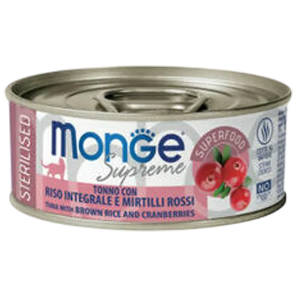 Корм для кошек влажный Monge Supreme M00784 0.08 кг / Тунец, рис, клюква photo 1