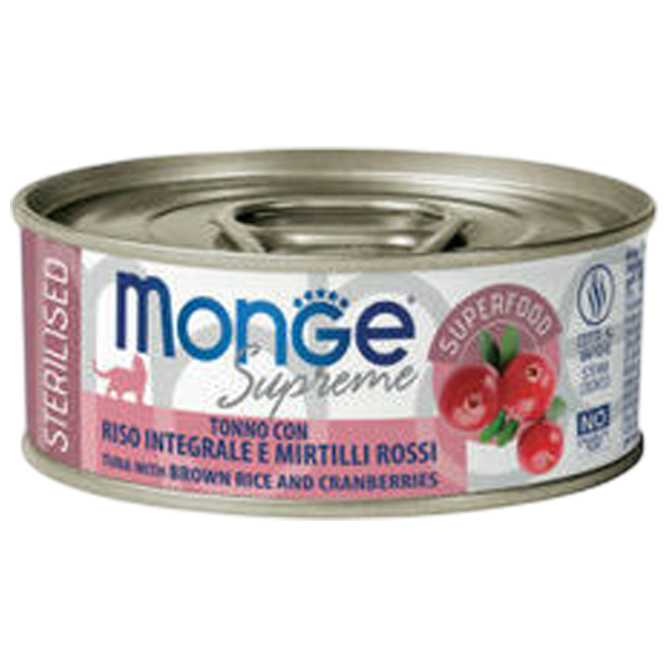 Корм для кошек влажный Monge Supreme M00784 0.08 кг / Тунец, рис, клюква photo 1