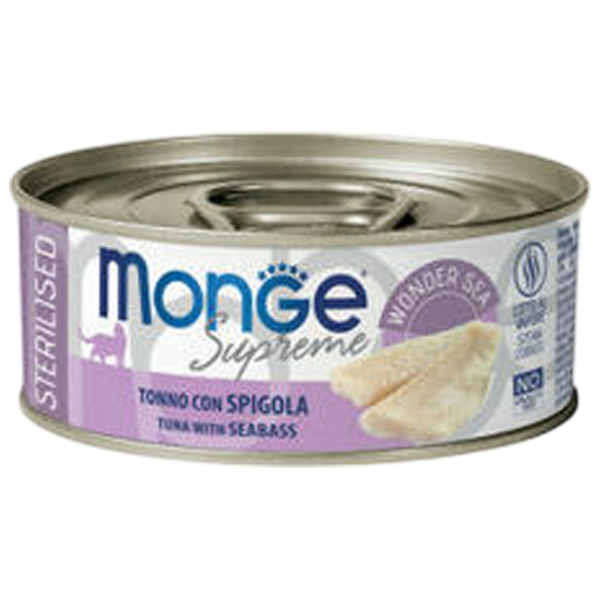 Корм для кошек влажный Monge Supreme M00793 0.08 кг / Тунец, Сибас photo 1