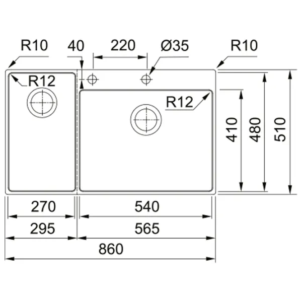 Кухонная мойка Franke BWX 220-54-27 (Box Center) DR 86 x 51 / Нержавеющая сталь / Серебряный photo 4