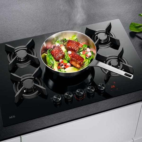 Plită încorporabilă pe gaz AEG HKB75453NB Sticlă călită / Black photo 6