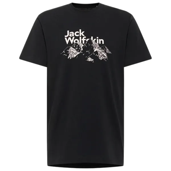 Tricou pentru bărbați Jack Wolfskin Bergblick T M 100% bumbac / Black photo 1