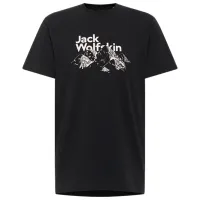 Tricou pentru bărbați Jack Wolfskin Bergblick T M 100% bumbac / Black