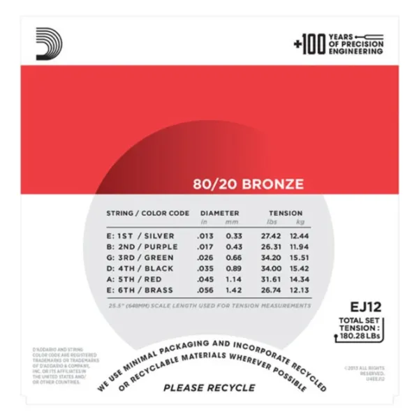 Coardă D'Addario EJ12  Silver / Bronz photo 2