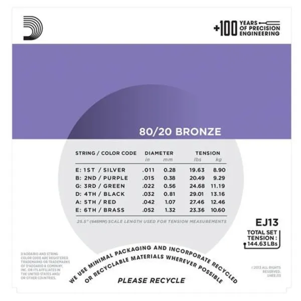 Coardă D'Addario EJ13   / Bronz photo 2