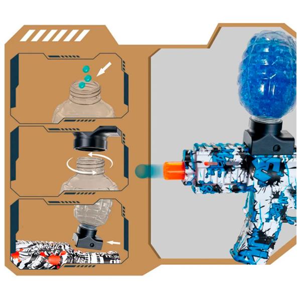 Игрушечный автомат Blaster Mini Uzi RS-511C 14+ / Гелевые шарики / Синий photo 2