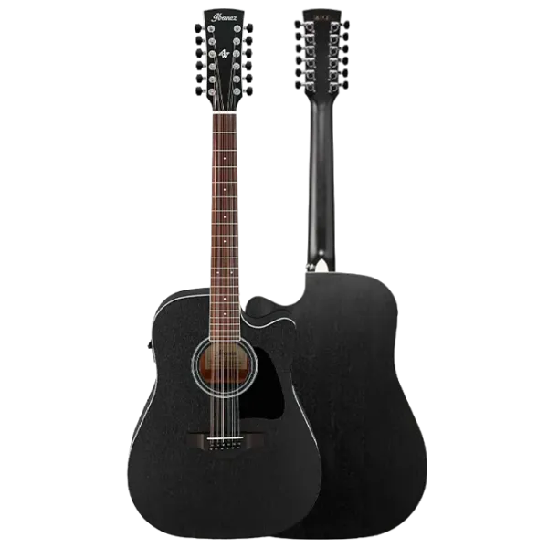 Chitară electro-acustică Ibanez AW8412CE-WK 4/4, Dreadnought, Black photo 2